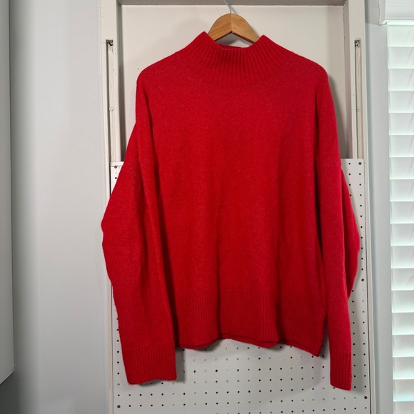 LOFT Sweaters - Loft Mock Neck Sweater Women's Red Knit Long Sleeve Pullover Classic - XL